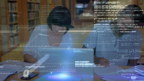 animation of data processing over business people using tablet