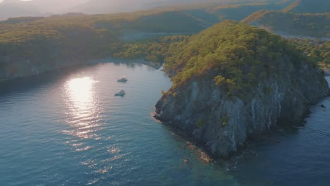 coastal sunset view from above