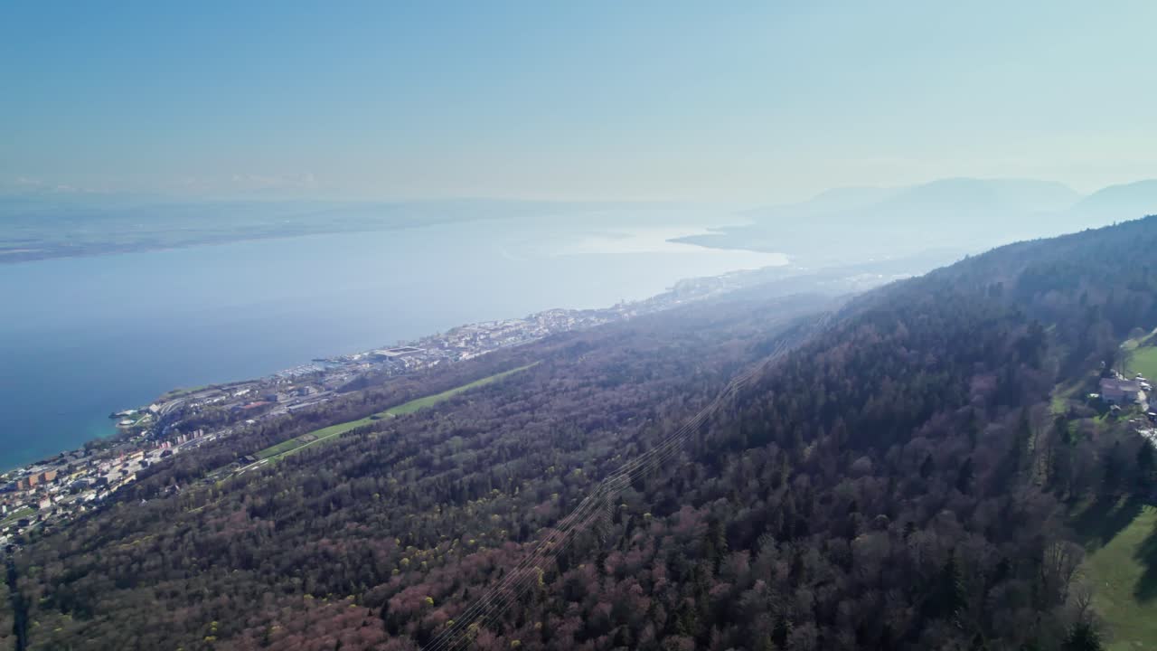 Abundant forestry of Chaumont Neuenburg Switzerland aerial