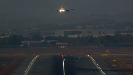 evening airport landing