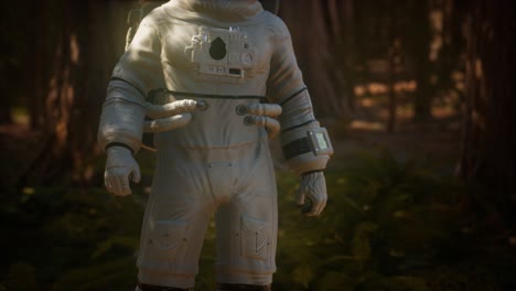 astronauta solitario en el bosque oscuro