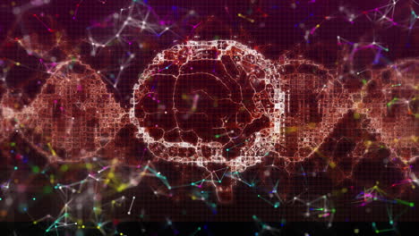 animación del procesamiento de datos y el cerebro en fondo negro