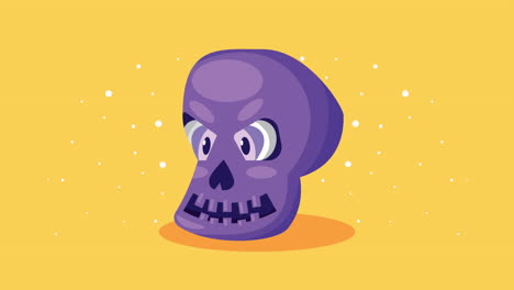 feliz animación de halloween con el cráneo