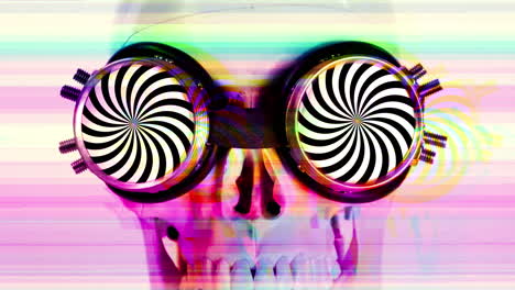 human skull with sunglasses