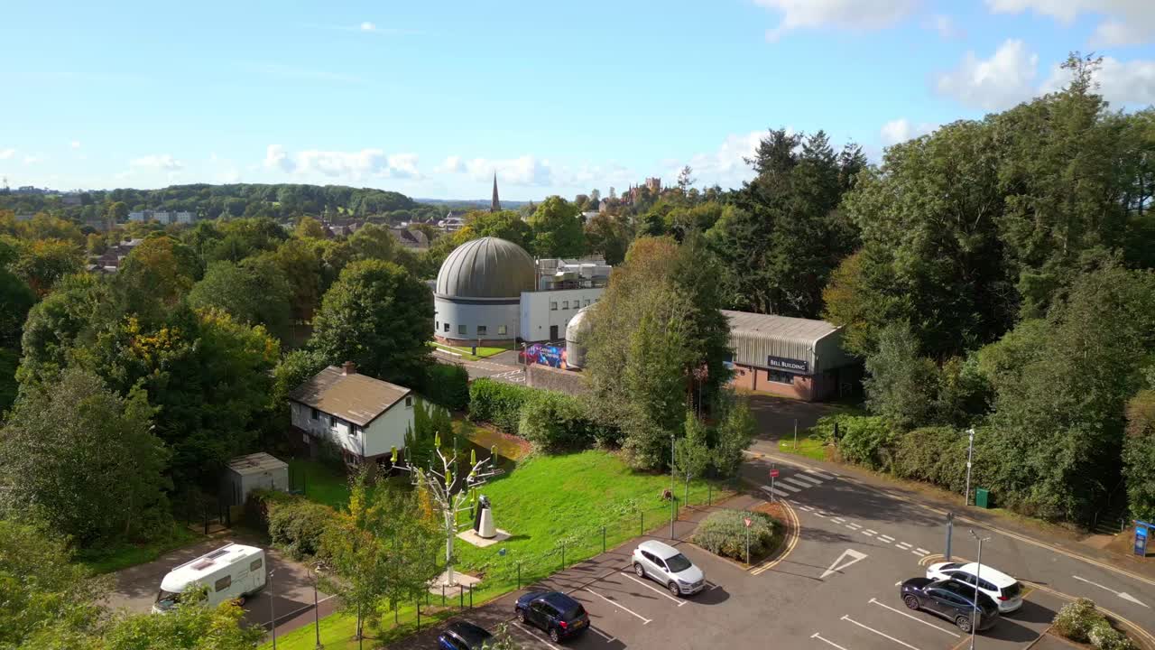 Reversing 4K 60FPS aerial of Armagh Planetarium and the surrounding area in Northern Ireland in the UK. Produced with Rec709 color