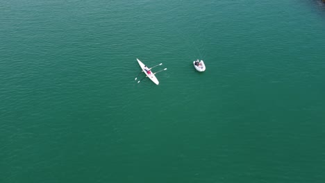 aerial drone riding canoes