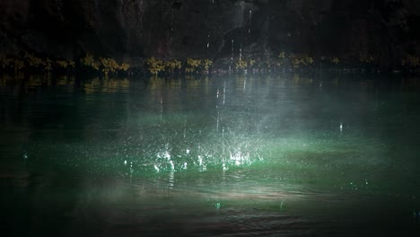 water drops on lake water