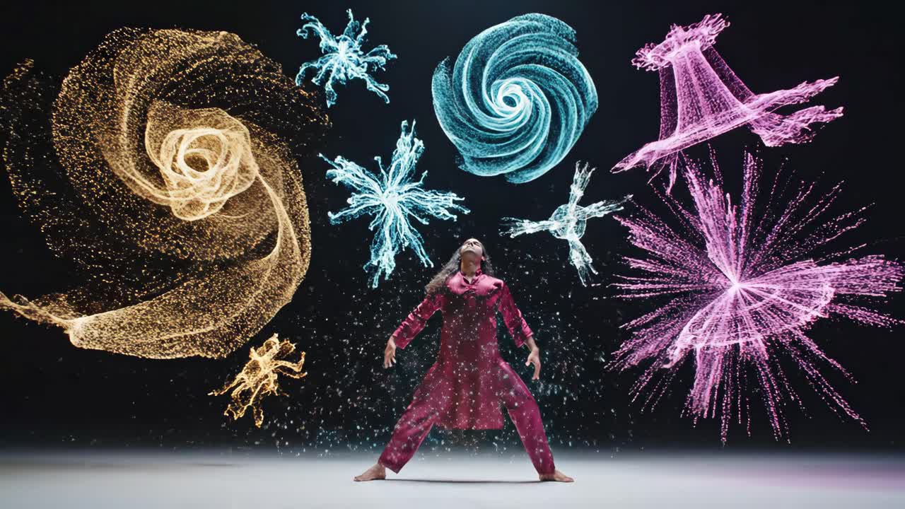 Woman Dancing with Particle Effects