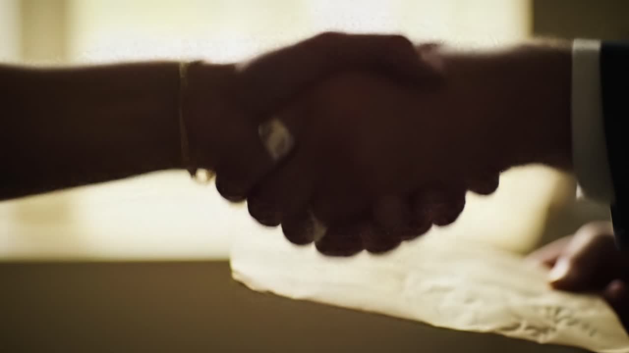A Moment of Connection: The Journey from Exchange to Agreement Captured in Two Frames Highlighting Human Interaction and Collaboration Through Hand Gestures
