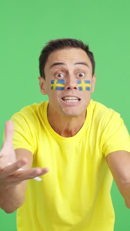 Man Cheering for Sweden, angry with the decision of referee