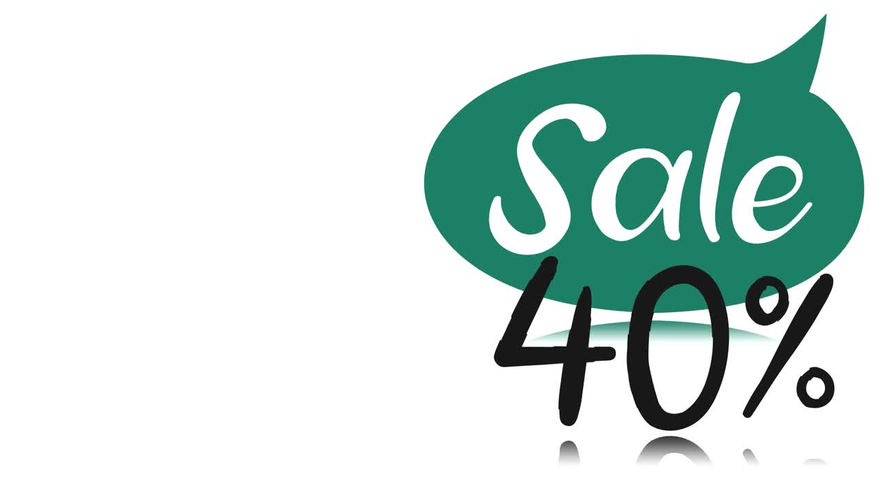 Animation. Reklamebanner, plakat. Taleboble med teksten UDSALG, 40 procents rabat, på hvid baggrund. Til onlinebutikker, salg, sociale netværk, forskellige internetplatforme.