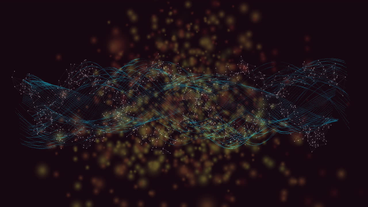 Animation of yellow dots and waves on black background