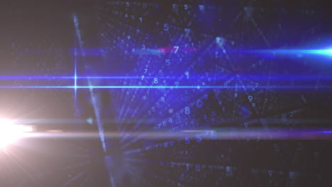 animación de luz brillante sobre codificación binaria y procesamiento de datos