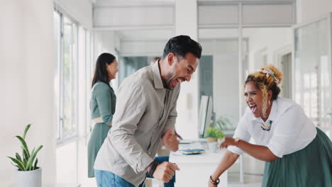 Business-people,-dance-in-office