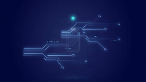 animation of data processing over connections and neon circle