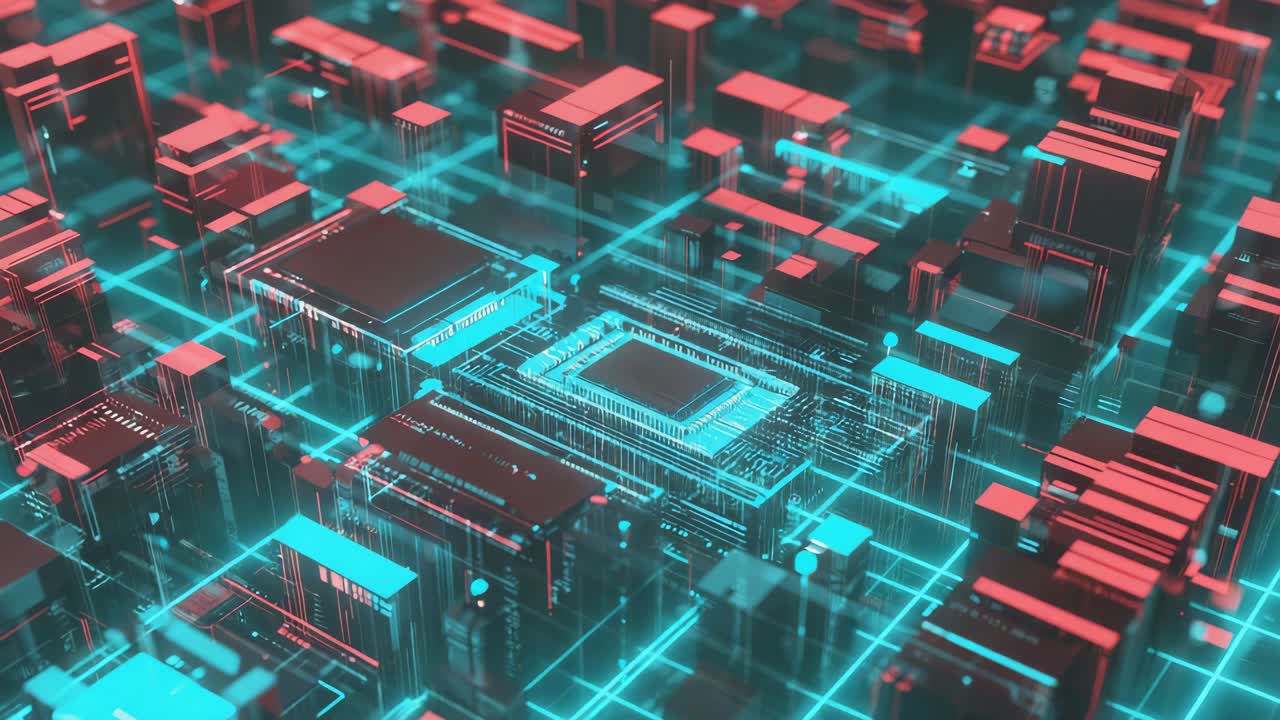 Abstract Computer Chip and Circuit Board