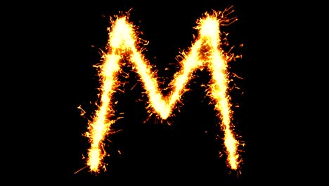 alphabet m text sparkler glitter sparks firework loop animation