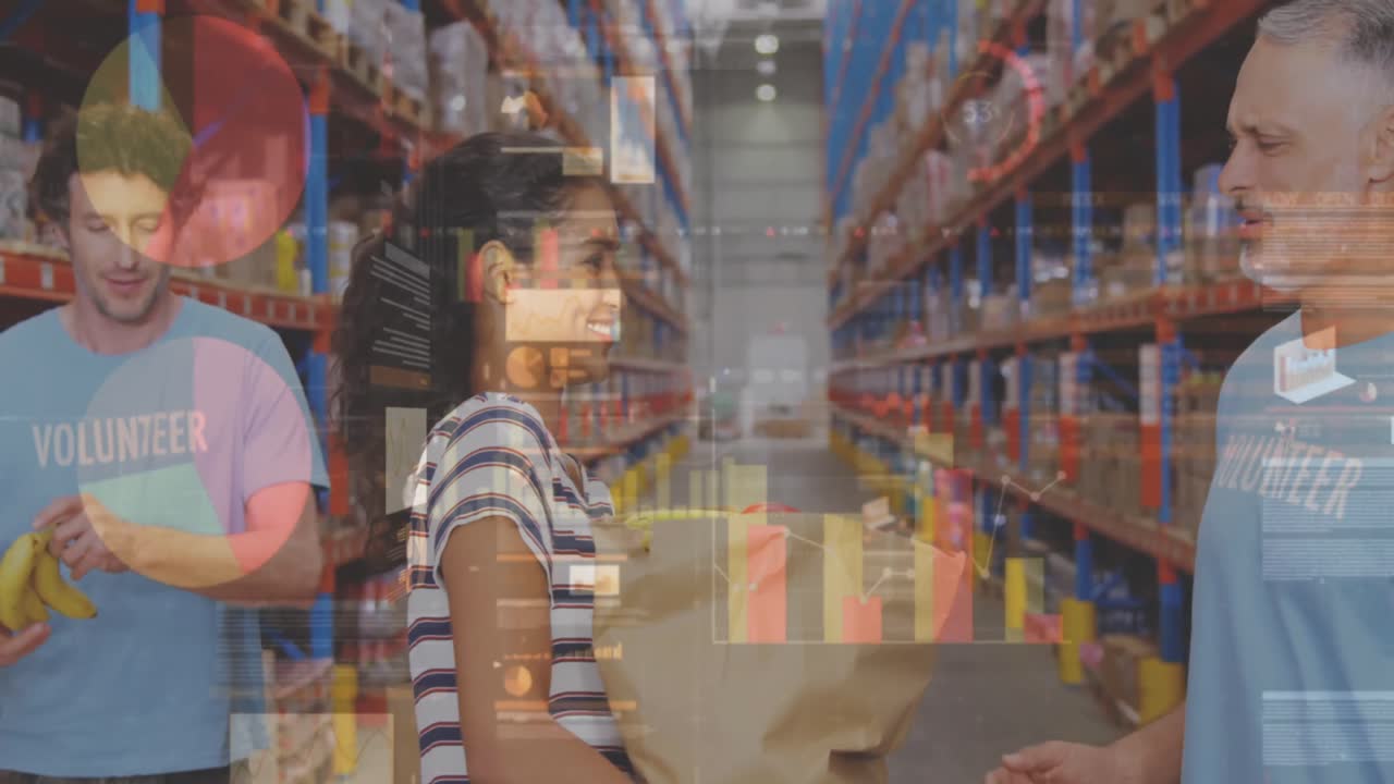 animación del procesamiento de datos sobre las personas que trabajan en el almacén