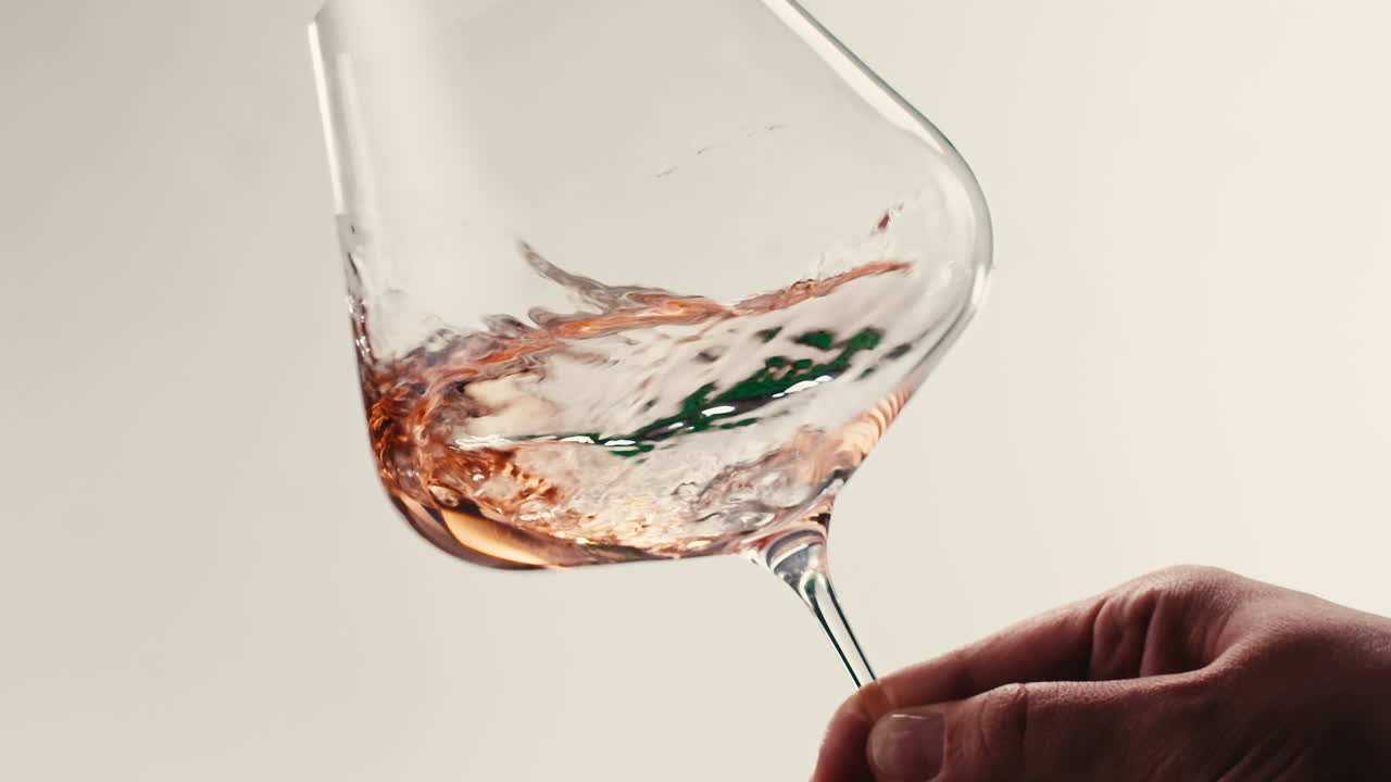 Orange or white wine bottle and glass against a sunset in a peaceful vineyard, pouring of ecological natural wine.