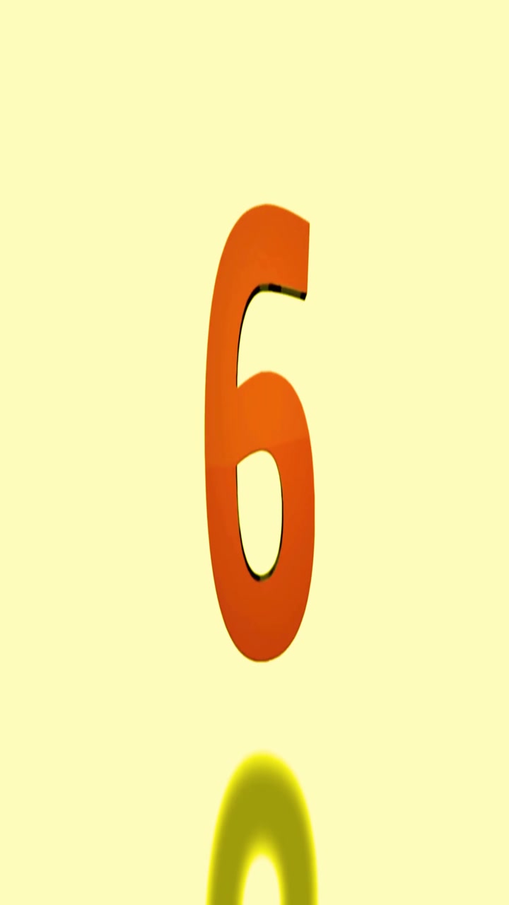 Animated Countdown Timer from Ten to One on Yellow Background