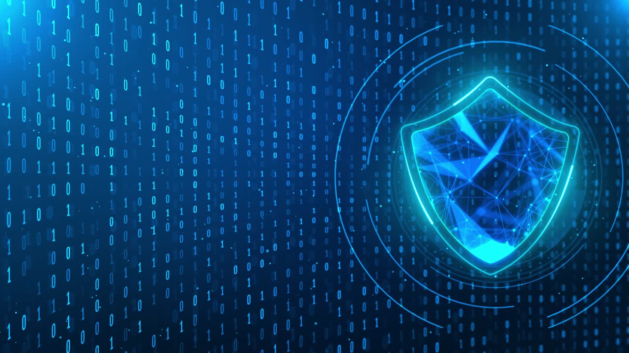 4k loop shield icon digital security cyber security animation data network protection network data