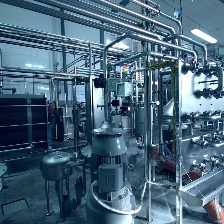 Factory for industrial manufacturing. Equipment dairy plant in milk factory industry