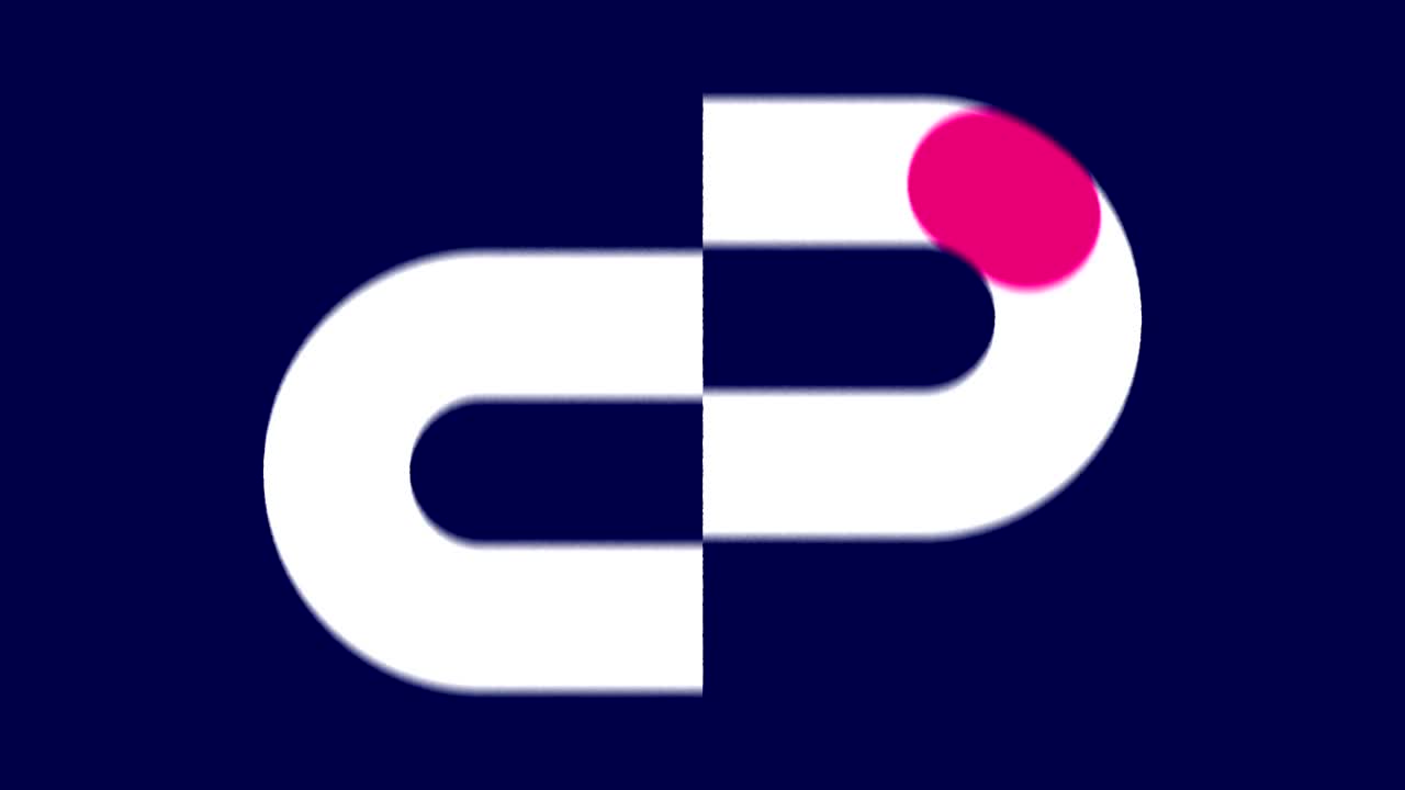 Looping animation of the endless movement of a ball along a path. Blue background