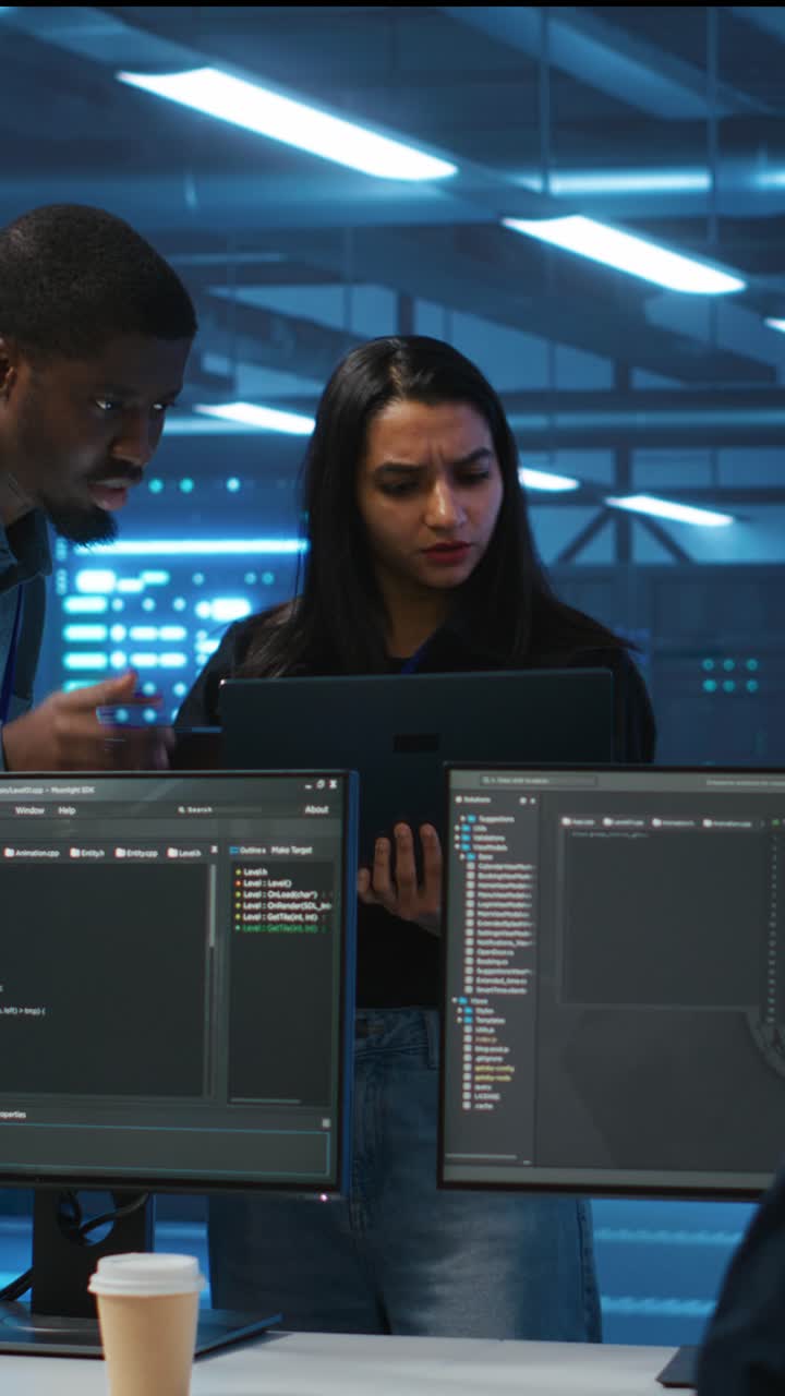 Developers Collaborating on Code in a Modern Data Center