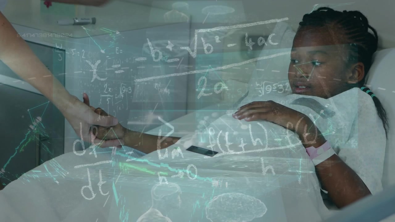 Animation of data processing over business people using phone headsets