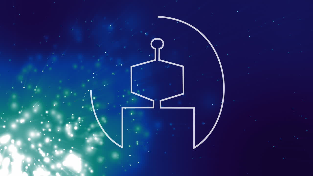 어두운 배경에 있는 조명 위에 있는 ai 데이터 처리의 애니메이션