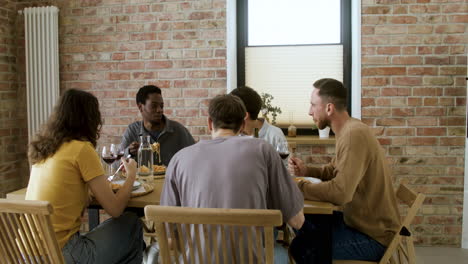 friends having lunch indoors