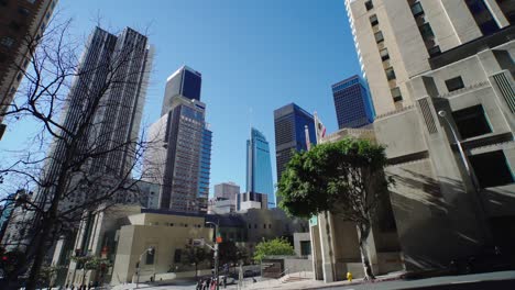 business district building with blue sky