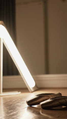 ballet pointe shoes in a dance studio