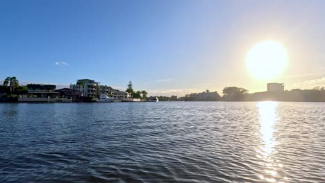 serene sunset view from a moving boat