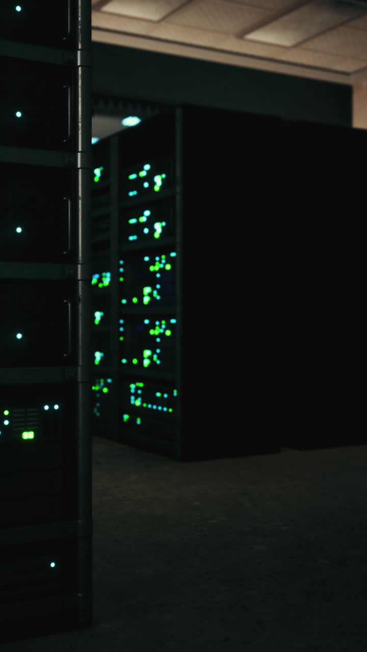 sala de servidores con filas de servidores en un centro de datos