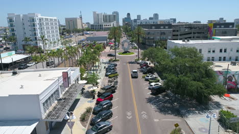 Aerial-drone-flight-above-The-Edge-District-in-Downtown-St