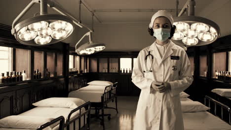 vintage doctor in retro hospital setting