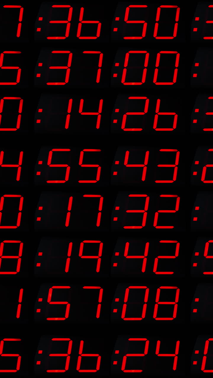 números de conteo, tiempo e información de código en vertical