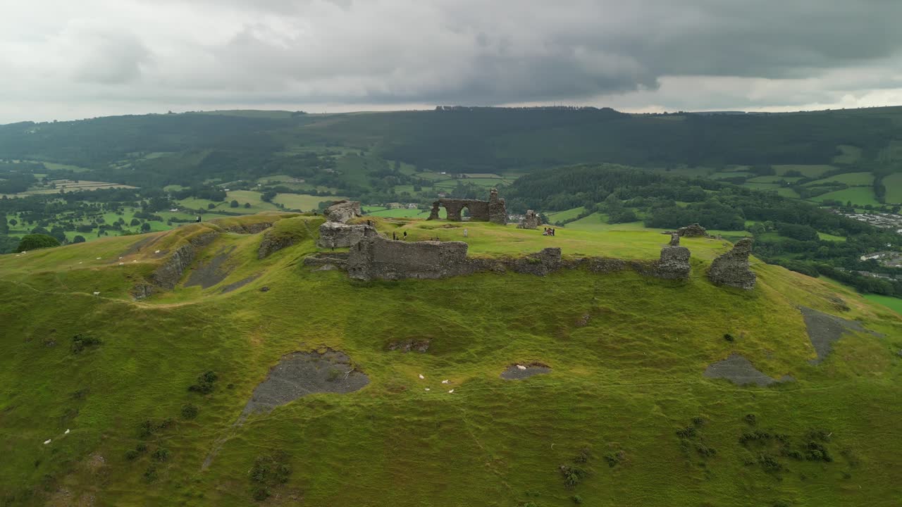 Dinefwr Castle Ruins on a Hilltop in the Welsh Countryside