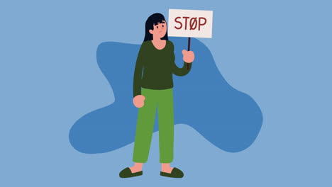 frau mit einem stoppschild
