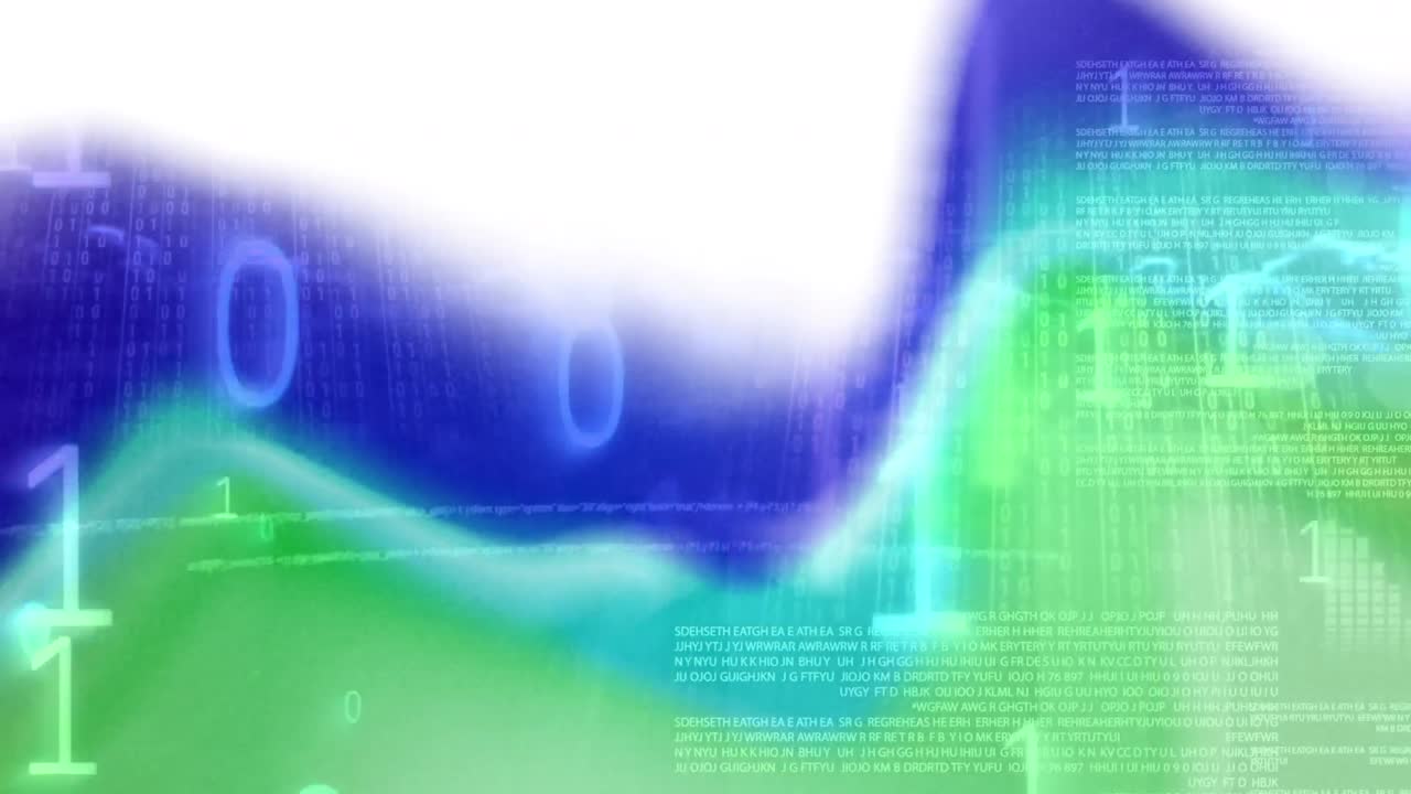 데이터 처리와 다채로운 배경에 대한 바이너리 코딩의 애니메이션