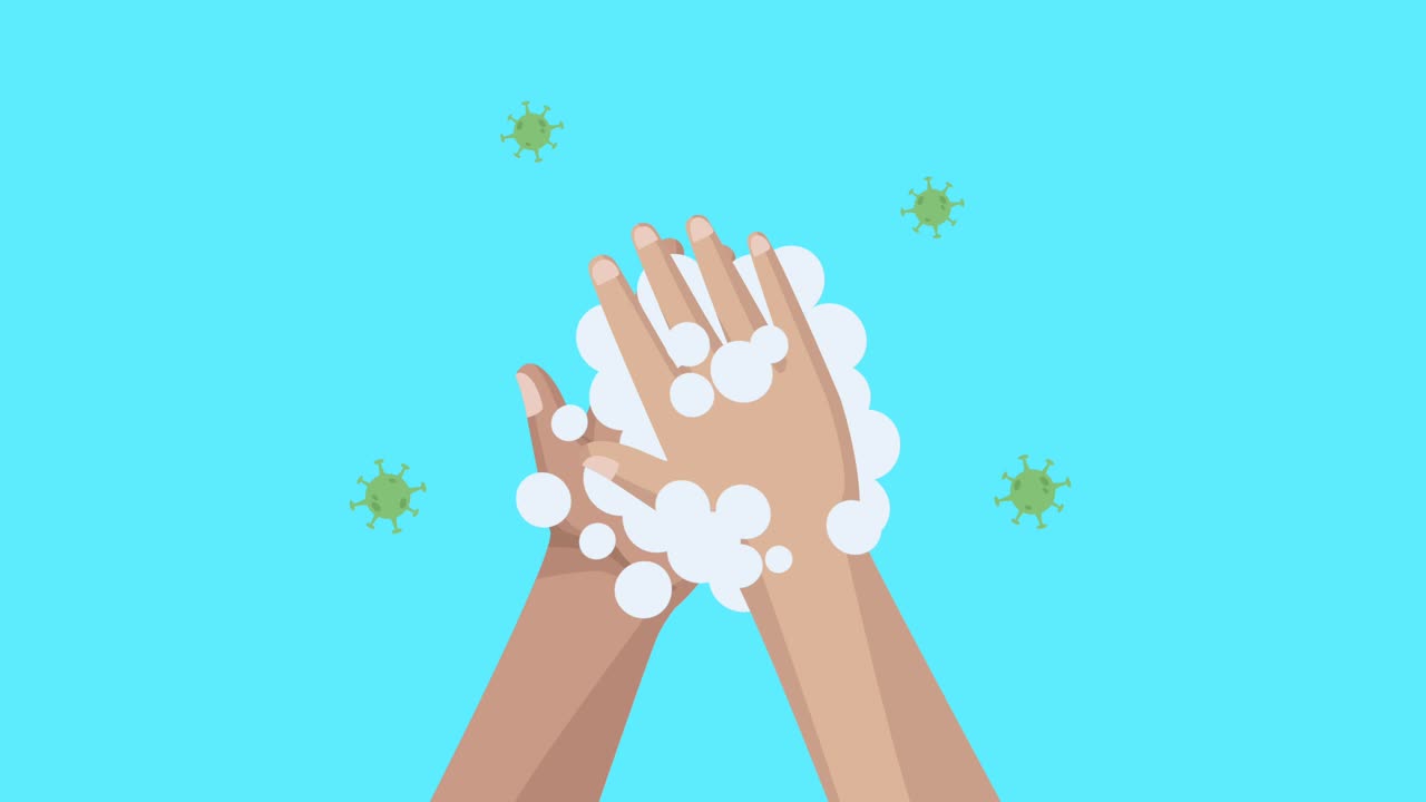 코로나19 입자가 손 는 애니메이션