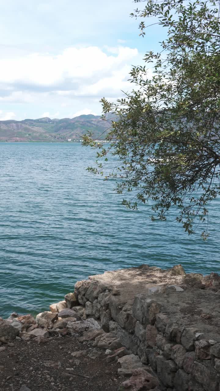 Flowing water in Fuxian Lake in Yunnan, China.