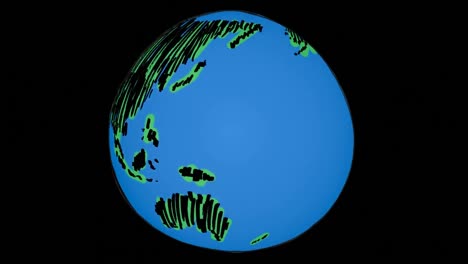 Animation-of-globe-with-flashes-on-black-background