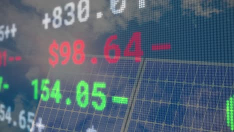 animación del procesamiento de datos financieros a través de paneles solares