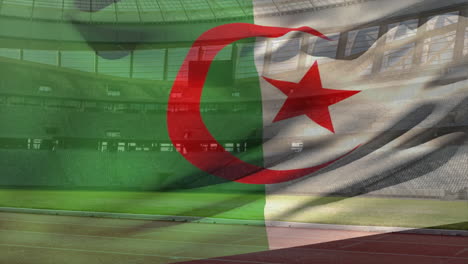 animación de la bandera de argelia ondeando sobre el estadio