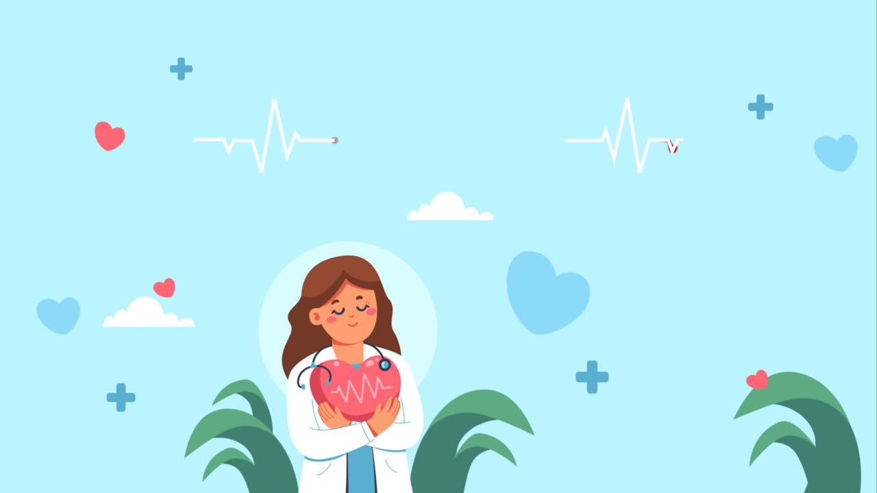 세계 심장 날 의식 을 위한 평평 한 수평 배너 템플릿 의 애니메이션