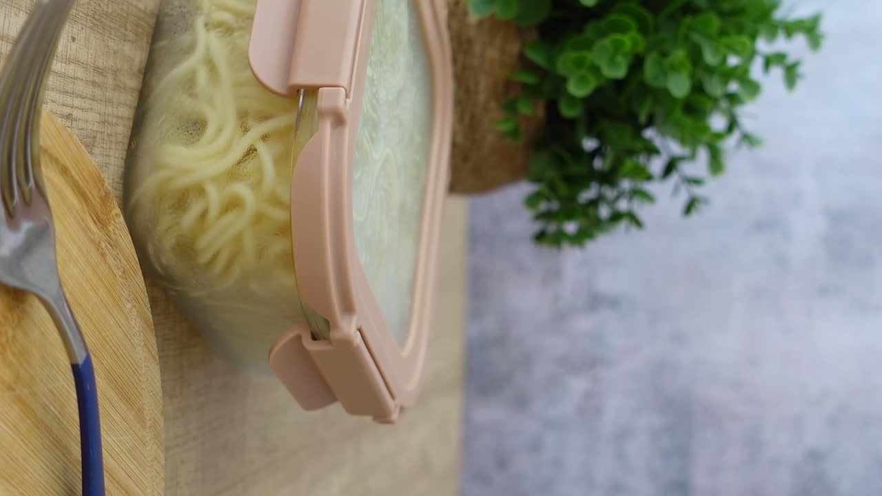 컨테이너에 넣은 파스타