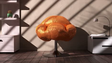 modern orange sequin chair in a stylish interior