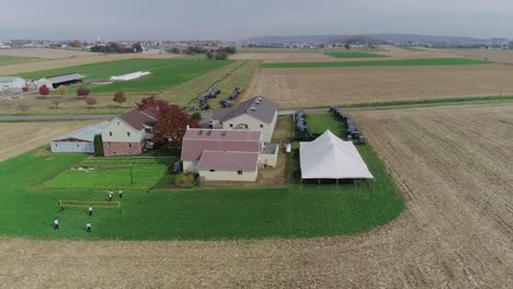 amish wedding in an amish farm captured by a drone